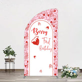 Lofaris Sweet Strawberry Cute First Birthday Half Moon Arch Backdrop
